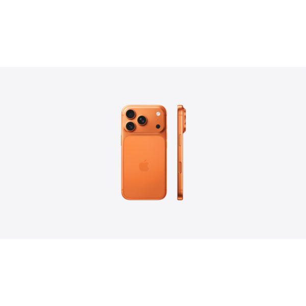 iPhone 17 Pro in Cosmic Orange, back and side