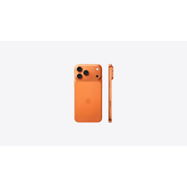 iPhone 17 Pro Max in Cosmic Orange, back and side
