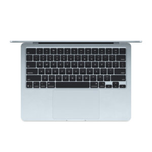 MacBook Air 13-inch (M4) in Sky Blue, keyboard view