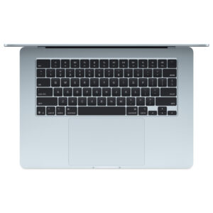 MacBook Air 15-inch (M4) in Sky Blue, keyboard view