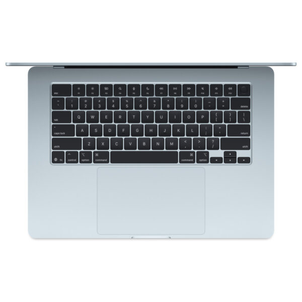 MacBook Air 15-inch (M5) in Sky Blue, keyboard view