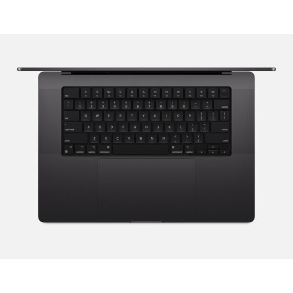 MacBook Pro 16-inch (M5 Pro, M5 Max) in Space Black, keyboard view